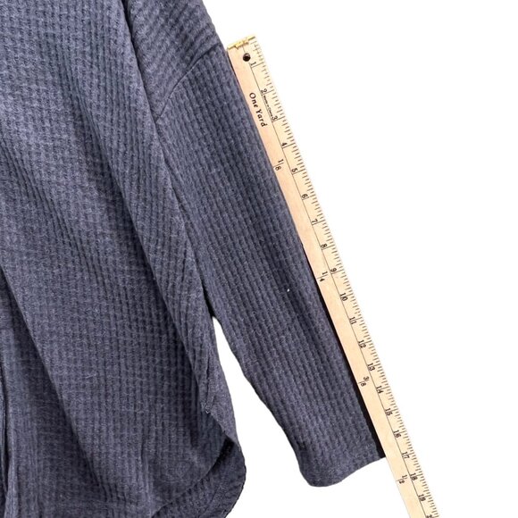 Olive And Oak Top Womens S Blue Waffle Knit Shirt Long Sleeve Button Thermal - Picture 7 of 12